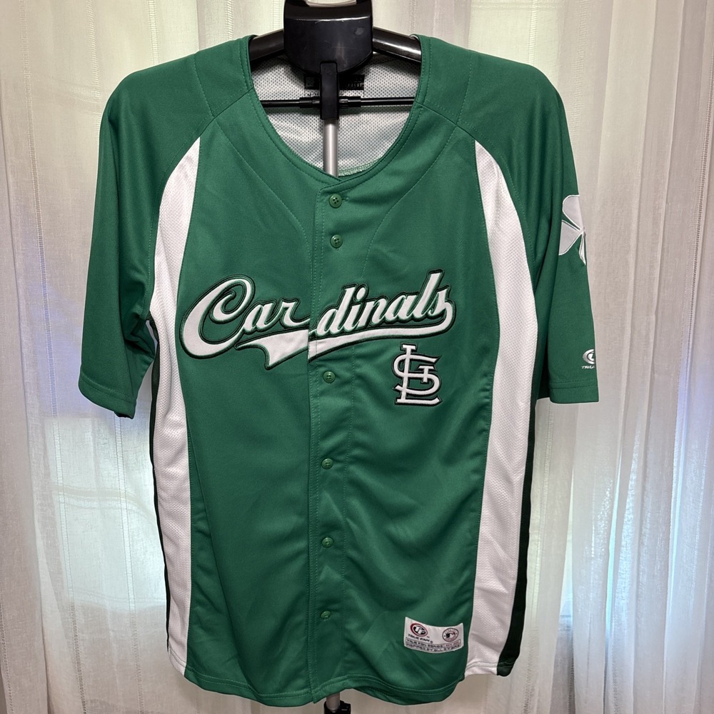 St Louis Cardinals MLB True Fan Baseball Jersey Mens Medium NWT St Patricks‎ Day